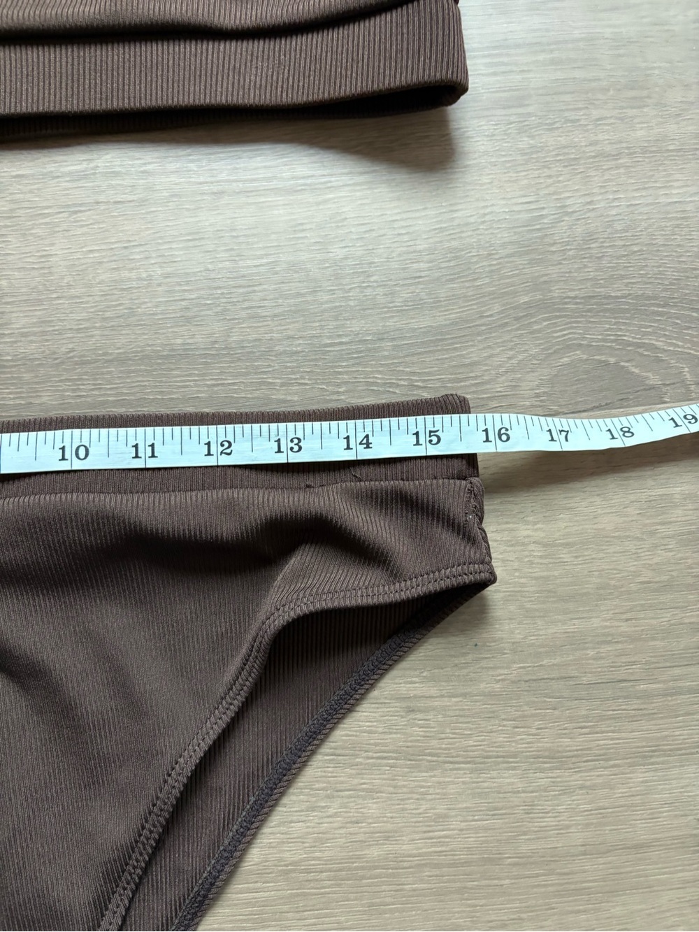NEW Ribbed Cheeky High Leg Cut Brown Bikini Set - size XL - Picture 6 of 8